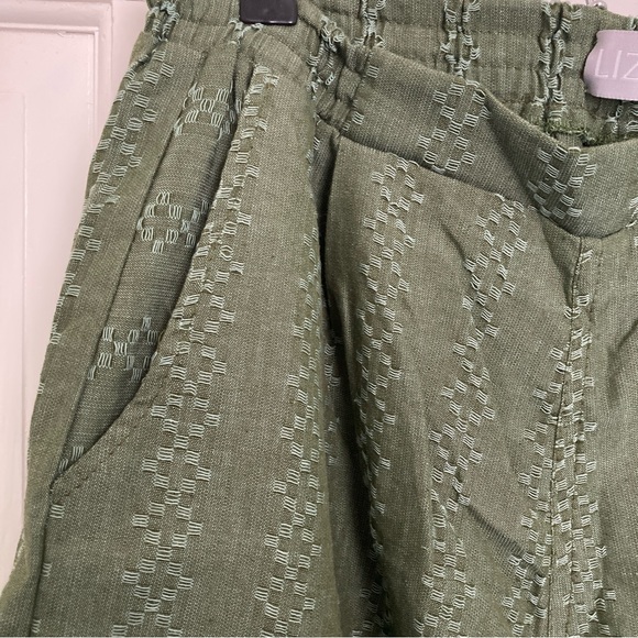 LIZ ALIG Katie Handwoven Cotton Pants - Green - Cropped - Large - Picture 4 of 7